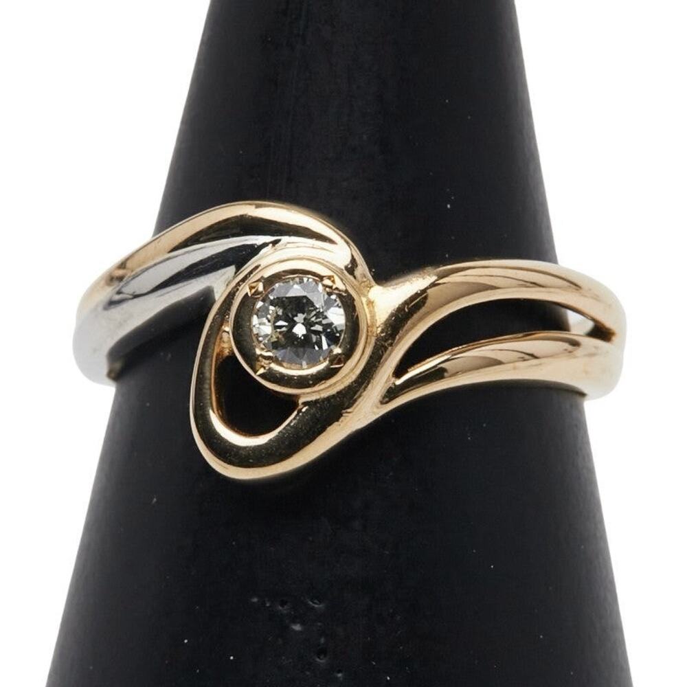 Unbranded Diamond 18K Yellow Gold Platinum 900 Ring Silver